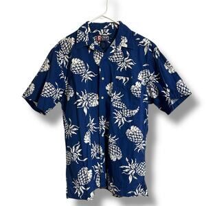 Men’s Ralph Lauren chaps Blue and White pineapple Hawaiian Button Down Shirt